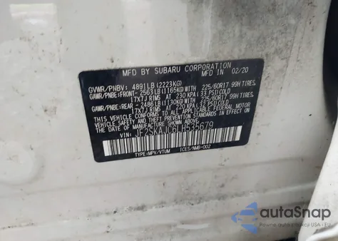 2020 Subaru Forester Premium из США, поврежденный, VIN JF2SKAJC6LH535679